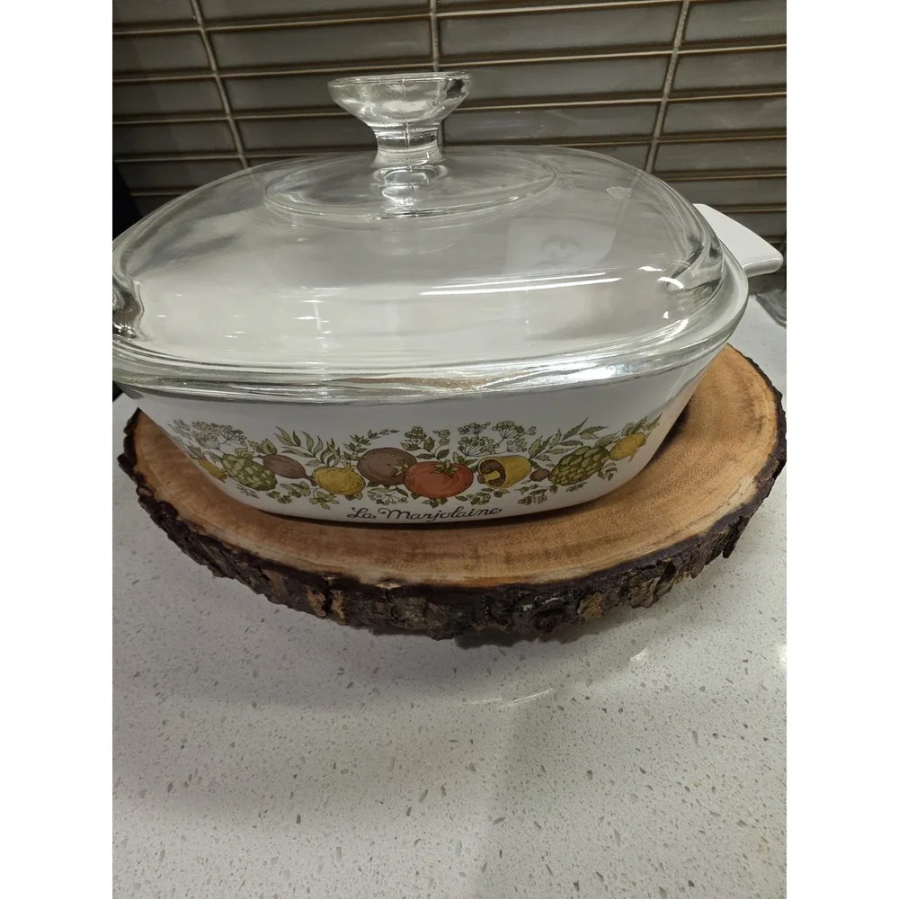 Corning Ware Spice of Life L'Echalote A-8-B Dish w/Clear Pyrex A-9-C Lid 1.4L